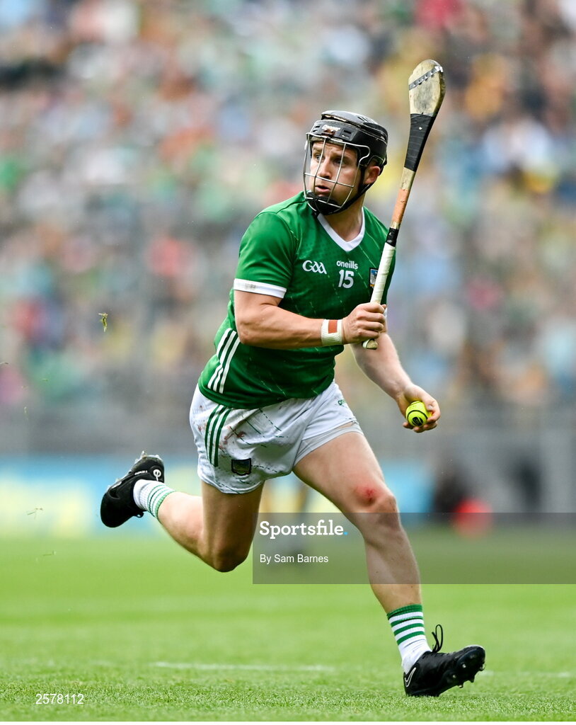 23 July 2023; Peter Casey of Limerick during the GAA Hurling All-Ireland Senior Championship final match between Kilkenny and Limerick at Croke Park in Dublin. Photo by Sam Barnes/Sportsfile