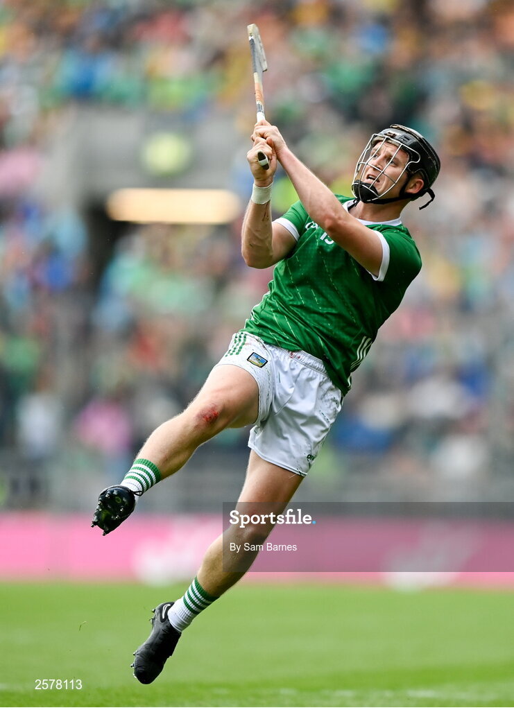 23 July 2023; Peter Casey of Limerick during the GAA Hurling All-Ireland Senior Championship final match between Kilkenny and Limerick at Croke Park in Dublin. Photo by Sam Barnes/Sportsfile