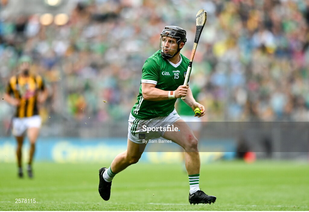 23 July 2023; Peter Casey of Limerick during the GAA Hurling All-Ireland Senior Championship final match between Kilkenny and Limerick at Croke Park in Dublin. Photo by Sam Barnes/Sportsfile