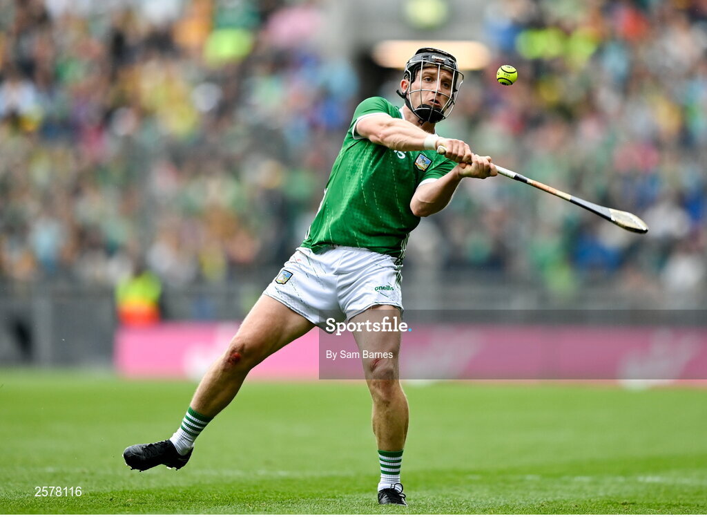 23 July 2023; Peter Casey of Limerick during the GAA Hurling All-Ireland Senior Championship final match between Kilkenny and Limerick at Croke Park in Dublin. Photo by Sam Barnes/Sportsfile