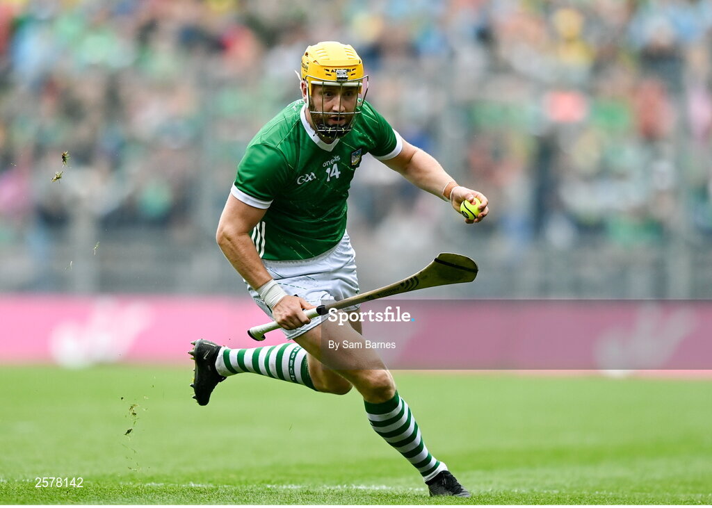 23 July 2023; Séamus Flanagan of Limerick during the GAA Hurling All-Ireland Senior Championship final match between Kilkenny and Limerick at Croke Park in Dublin. Photo by Sam Barnes/Sportsfile