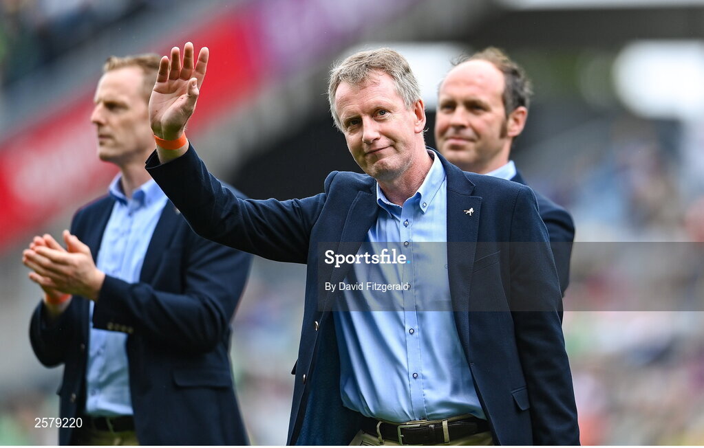 23 July 2023; Michael Rigney of the Offaly 1998 All-Ireland winning Jubilee team as the team are honoured before the GAA Hurling All-Ireland Senior Championship final match between Kilkenny and Limerick at Croke Park in Dublin. Photo by David Fitzgerald/Sportsfile