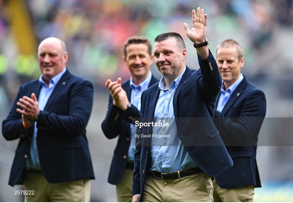 23 July 2023; Killian Farrell of the Offaly 1998 All-Ireland winning Jubilee team as the team are honoured before the GAA Hurling All-Ireland Senior Championship final match between Kilkenny and Limerick at Croke Park in Dublin. Photo by David Fitzgerald/Sportsfile