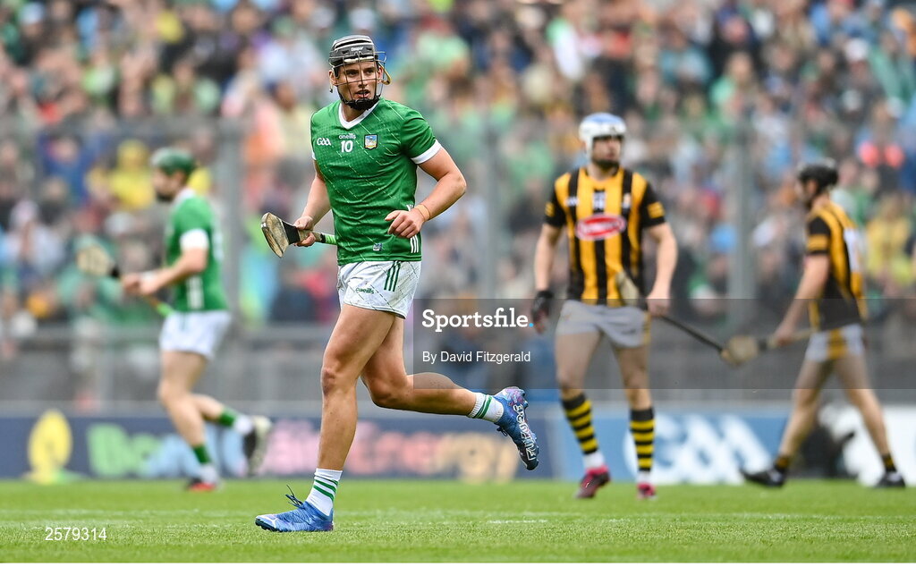 23 July 2023; Gearóid Hegarty of Limerick during the GAA Hurling All-Ireland Senior Championship final match between Kilkenny and Limerick at Croke Park in Dublin. Photo by David Fitzgerald/Sportsfile