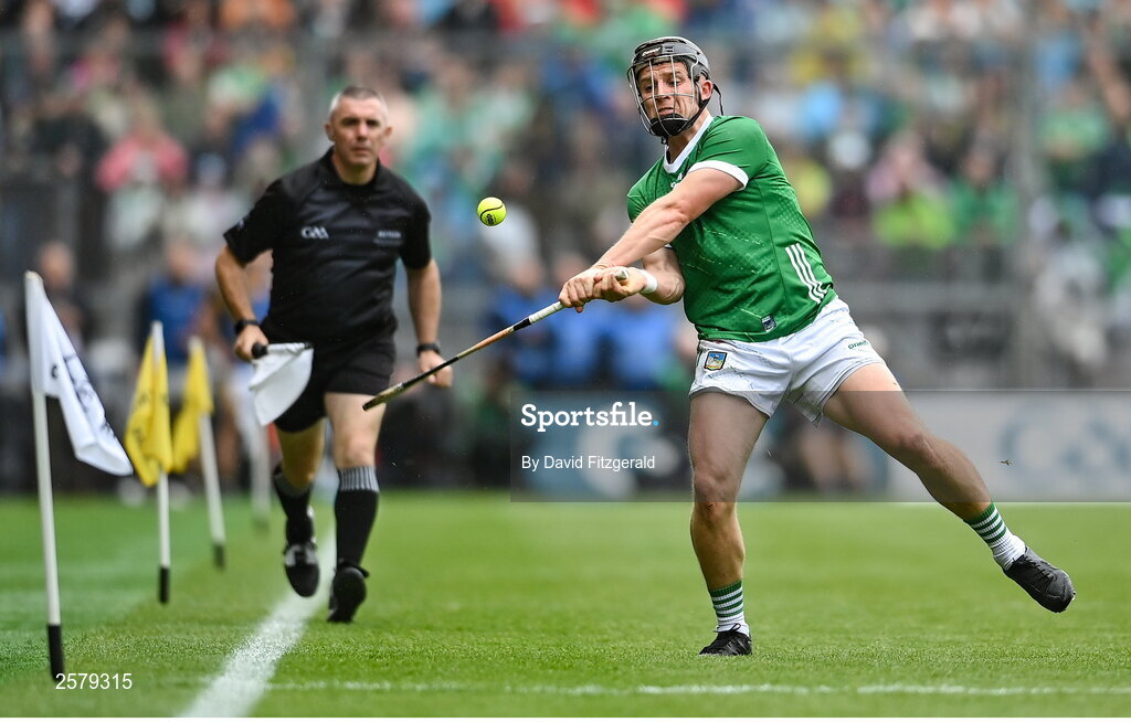 23 July 2023; Peter Casey of Limerick during the GAA Hurling All-Ireland Senior Championship final match between Kilkenny and Limerick at Croke Park in Dublin. Photo by David Fitzgerald/Sportsfile