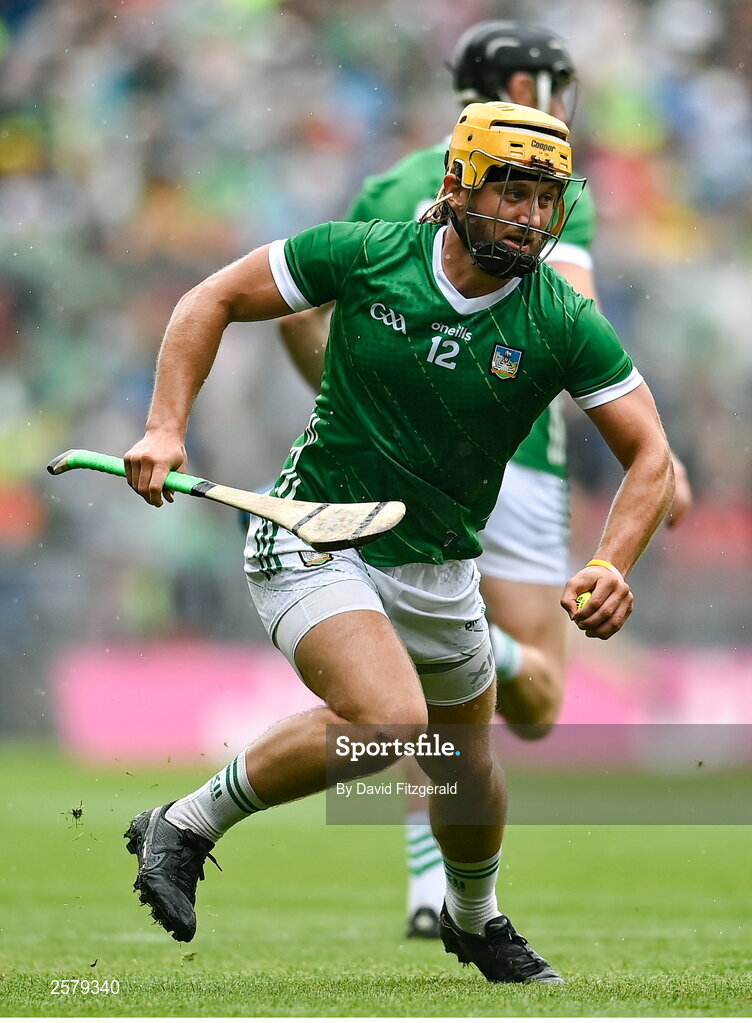 23 July 2023; Tom Morrissey of Limerick during the GAA Hurling All-Ireland Senior Championship final match between Kilkenny and Limerick at Croke Park in Dublin. Photo by David Fitzgerald/Sportsfile