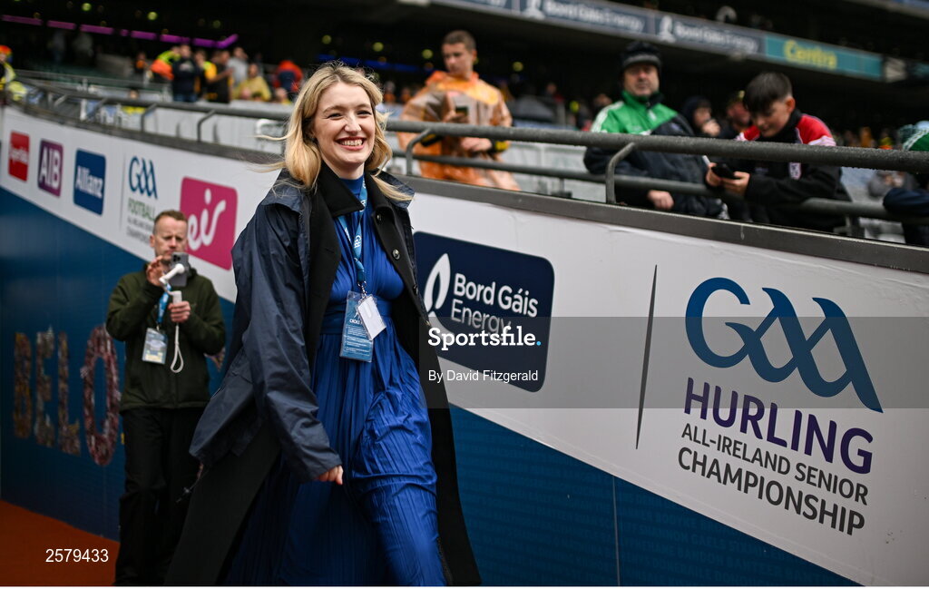 23 July 2023; GAA digital content manager Niamh Boyle before the GAA Hurling All-Ireland Senior Championship final match between Kilkenny and Limerick at Croke Park in Dublin. Photo by David Fitzgerald/Sportsfile