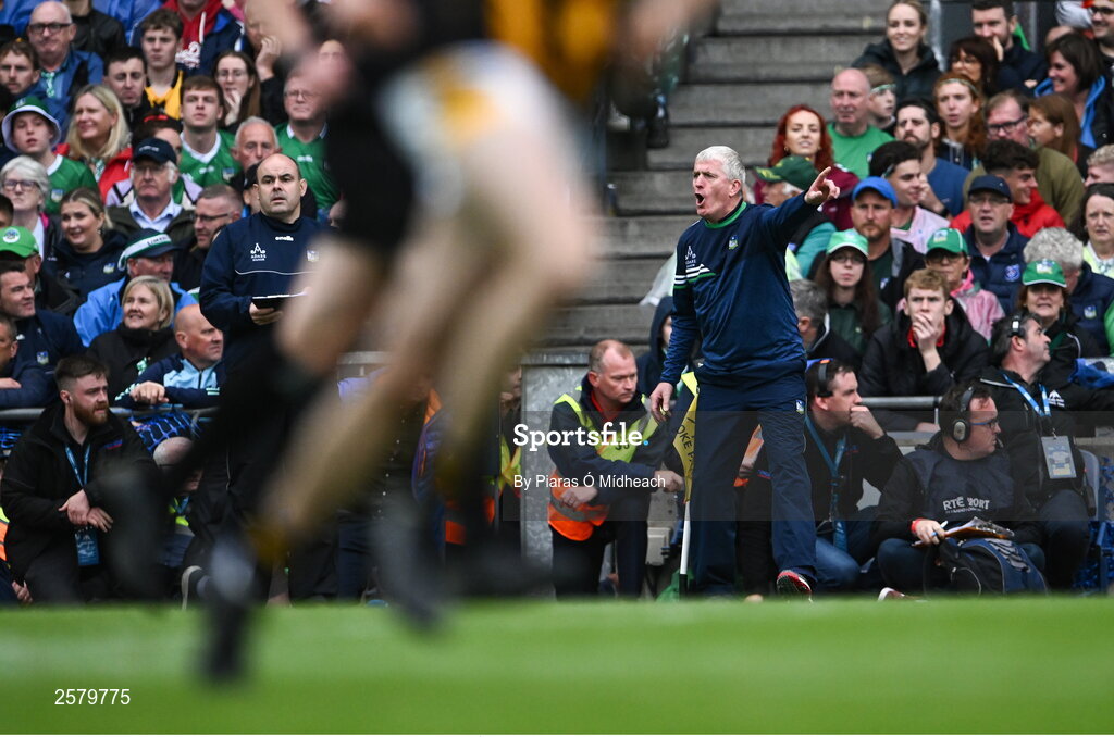 23 July 2023; Limerick manager John Kiely during the GAA Hurling All-Ireland Senior Championship final match between Kilkenny and Limerick at Croke Park in Dublin. Photo by Piaras Ó Mídheach/Sportsfile