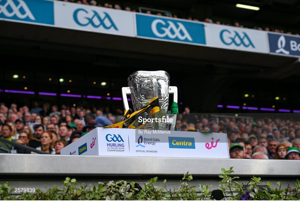 23 July 2023; The Liam MacCarthy Cup during the GAA Hurling All-Ireland Senior Championship final match between Kilkenny and Limerick at Croke Park in Dublin. Photo by Ray McManus/Sportsfile