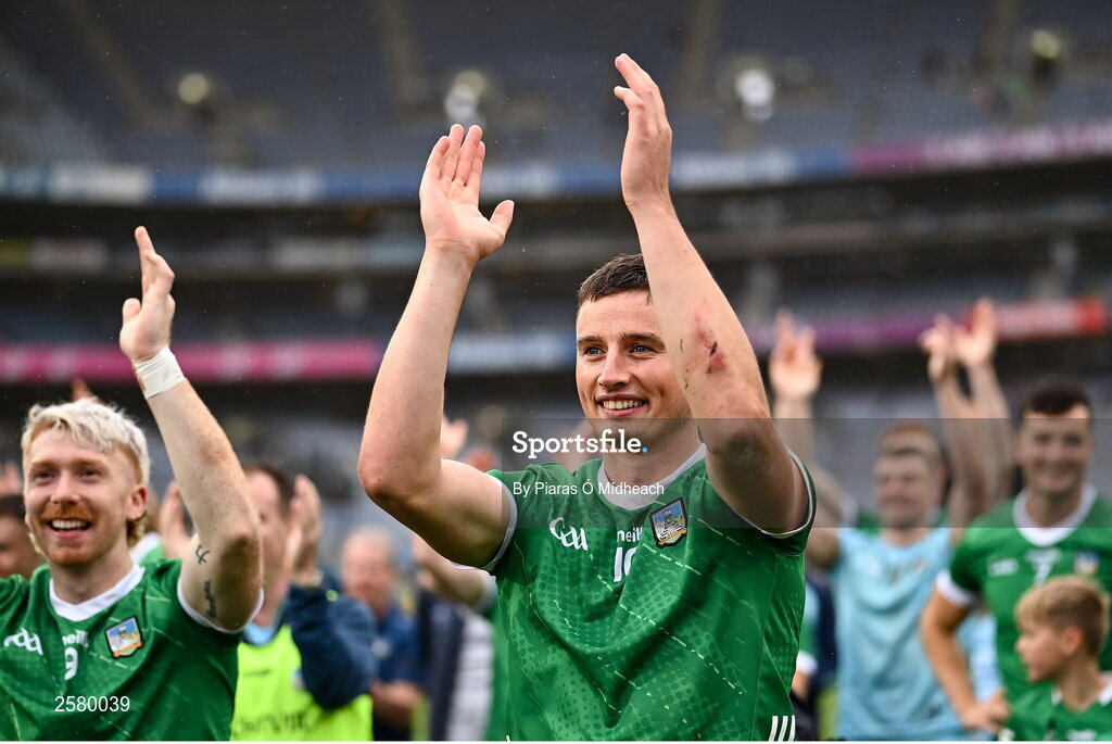 23 July 2023; Gearóid Hegarty of Limerick after his side's victory in the GAA Hurling All-Ireland Senior Championship final match between Kilkenny and Limerick at Croke Park in Dublin. Photo by Piaras Ó Mídheach/Sportsfile