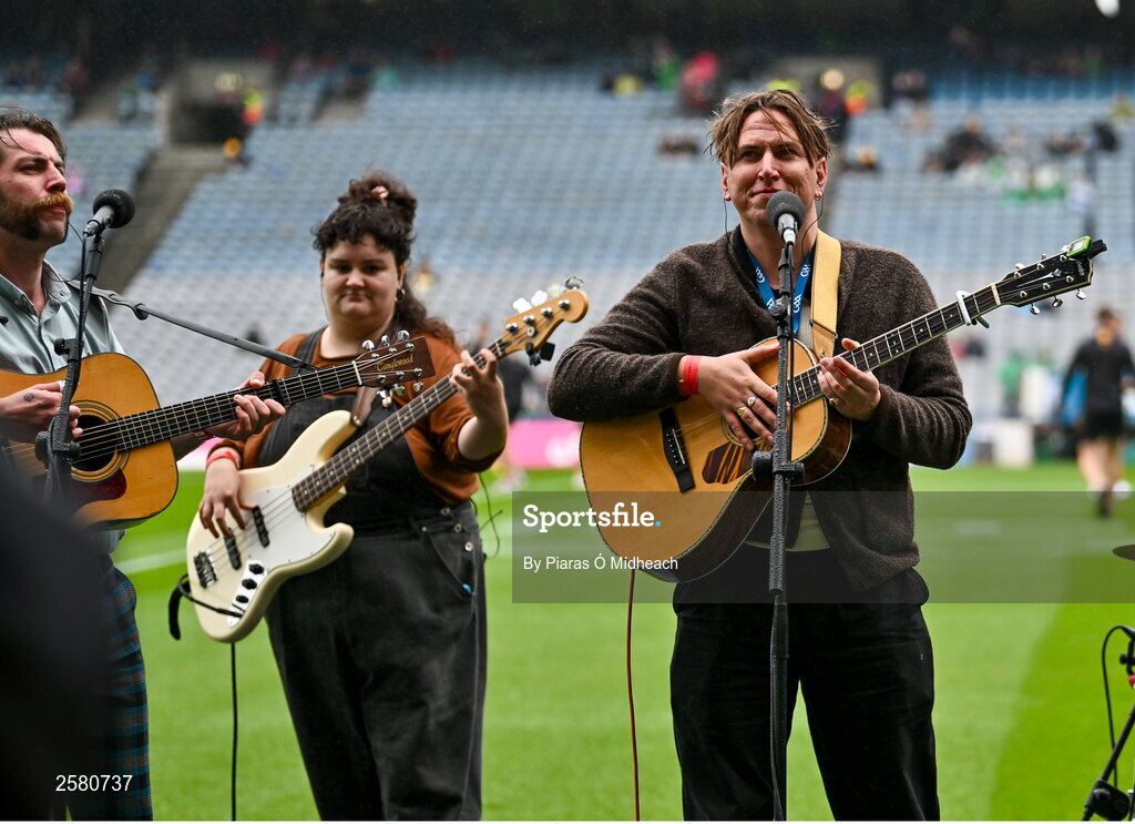 23 July 2023; The Mary Wallopers playing before the GAA Hurling All-Ireland Senior Championship final match between Kilkenny and Limerick at Croke Park in Dublin. Photo by Piaras Ó Mídheach/Sportsfile