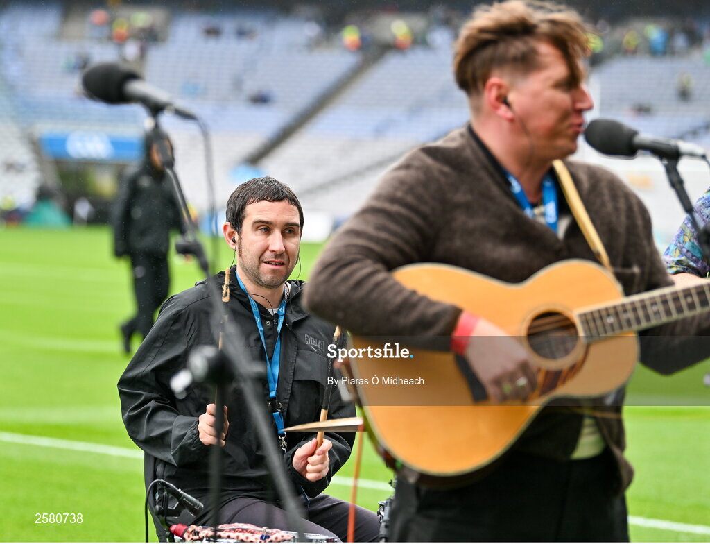 23 July 2023; The Mary Wallopers playing before the GAA Hurling All-Ireland Senior Championship final match between Kilkenny and Limerick at Croke Park in Dublin. Photo by Piaras Ó Mídheach/Sportsfile