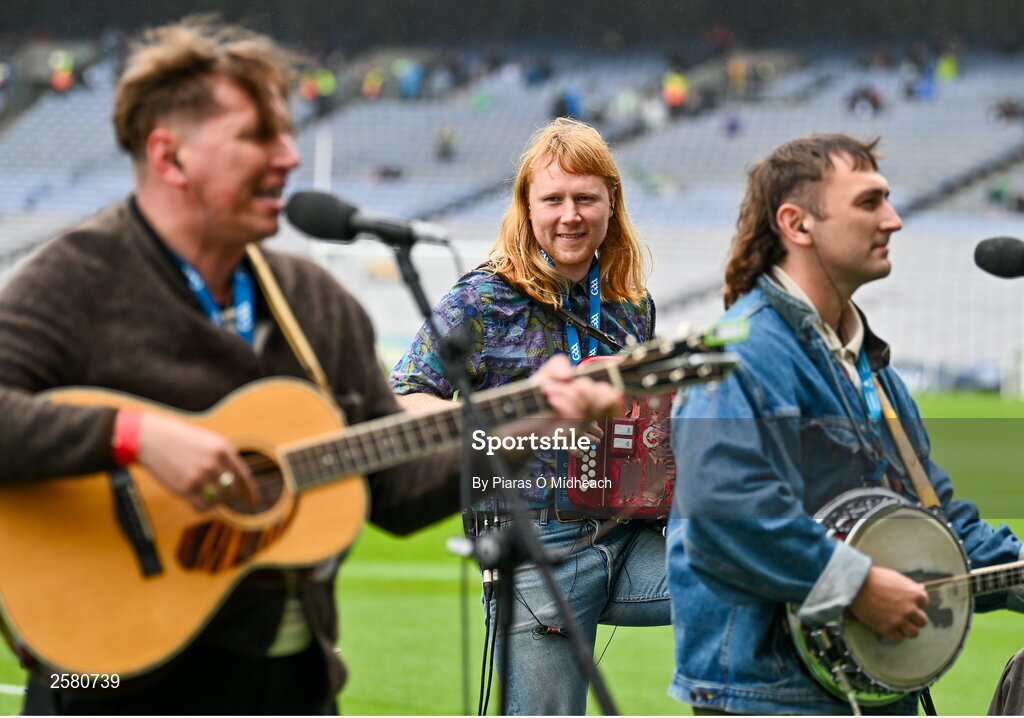 23 July 2023; The Mary Wallopers playing before the GAA Hurling All-Ireland Senior Championship final match between Kilkenny and Limerick at Croke Park in Dublin. Photo by Piaras Ó Mídheach/Sportsfile