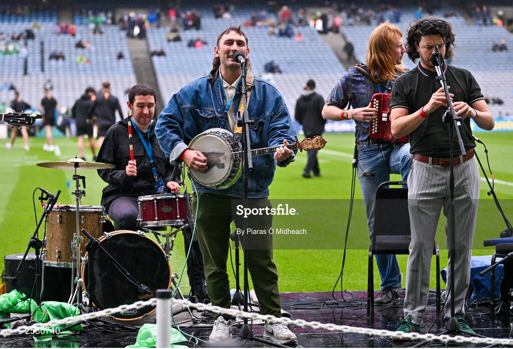 23 July 2023; The Mary Wallopers playing before the GAA Hurling All-Ireland Senior Championship final match between Kilkenny and Limerick at Croke Park in Dublin. Photo by Piaras Ó Mídheach/Sportsfile