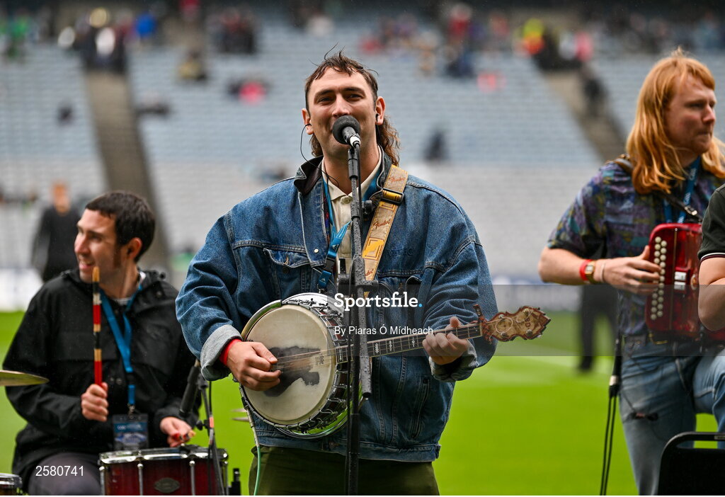23 July 2023; The Mary Wallopers playing before the GAA Hurling All-Ireland Senior Championship final match between Kilkenny and Limerick at Croke Park in Dublin. Photo by Piaras Ó Mídheach/Sportsfile