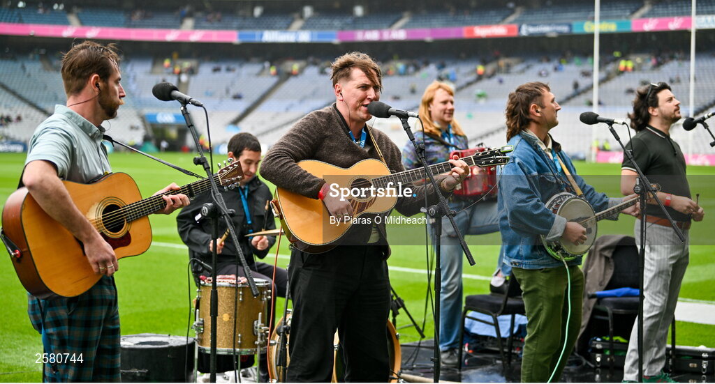 23 July 2023; The Mary Wallopers playing before the GAA Hurling All-Ireland Senior Championship final match between Kilkenny and Limerick at Croke Park in Dublin. Photo by Piaras Ó Mídheach/Sportsfile