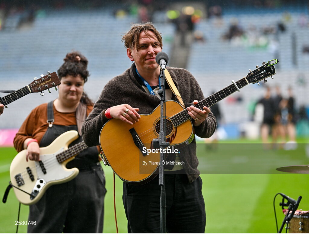 23 July 2023; The Mary Wallopers playing before the GAA Hurling All-Ireland Senior Championship final match between Kilkenny and Limerick at Croke Park in Dublin. Photo by Piaras Ó Mídheach/Sportsfile