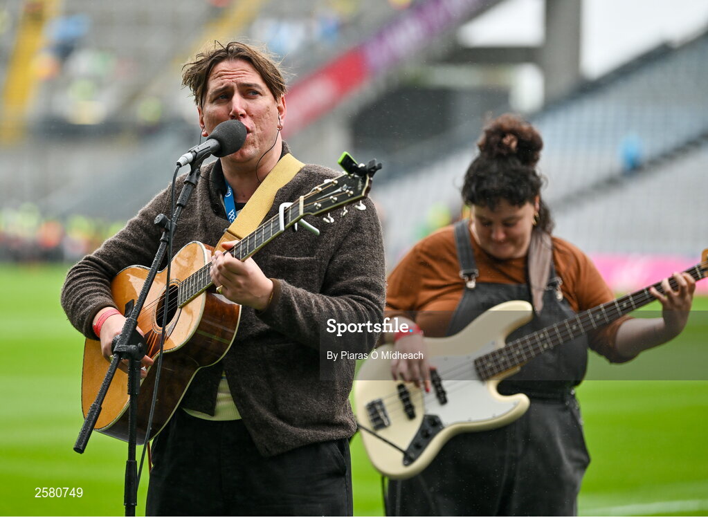 23 July 2023; The Mary Wallopers playing before the GAA Hurling All-Ireland Senior Championship final match between Kilkenny and Limerick at Croke Park in Dublin. Photo by Piaras Ó Mídheach/Sportsfile