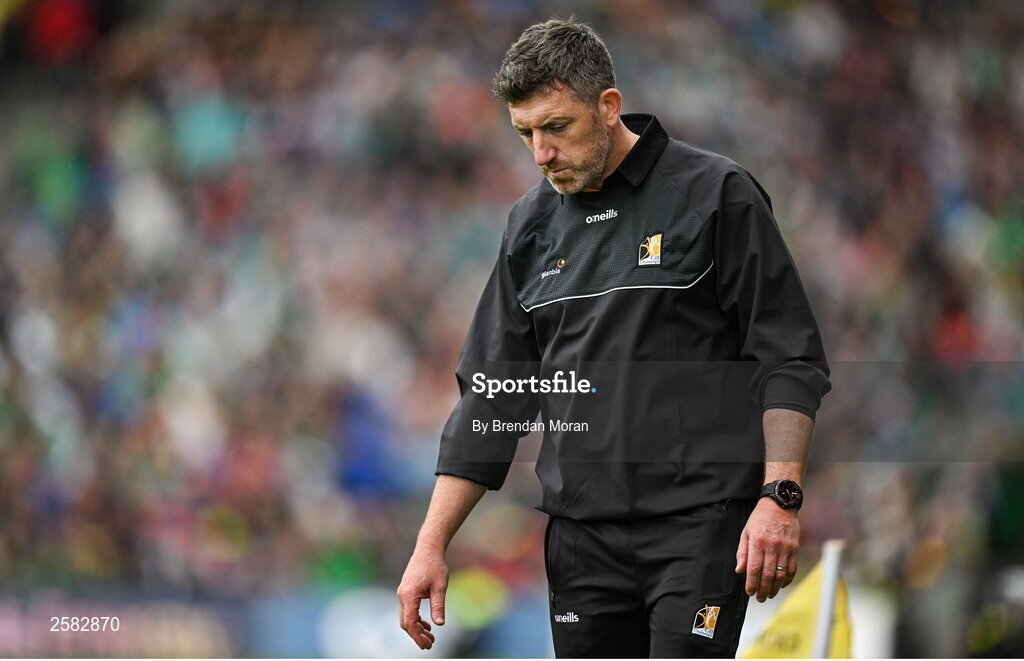 23 July 2023; Kilkenny manager Derek Lyng during the closing moments of the GAA Hurling All-Ireland Senior Championship final match between Kilkenny and Limerick at Croke Park in Dublin. Photo by Brendan Moran/Sportsfile