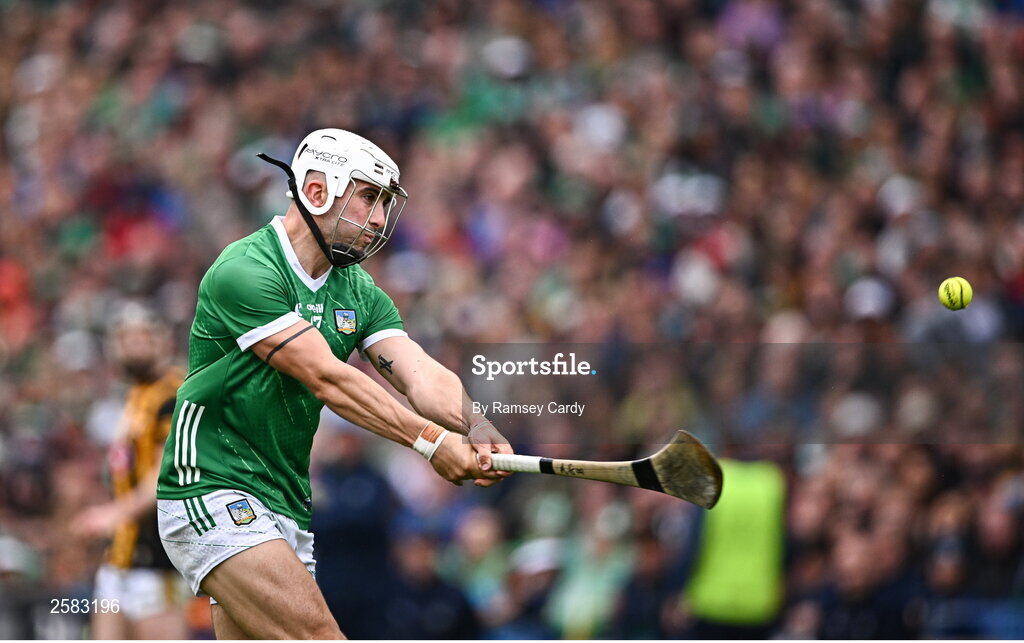 23 July 2023; Aaron Gillane of Limerick during the GAA Hurling All-Ireland Senior Championship final match between Kilkenny and Limerick at Croke Park in Dublin. Photo by Ramsey Cardy/Sportsfile