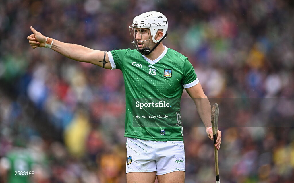 23 July 2023; Aaron Gillane of Limerick during the GAA Hurling All-Ireland Senior Championship final match between Kilkenny and Limerick at Croke Park in Dublin. Photo by Ramsey Cardy/Sportsfile