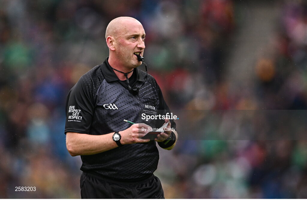 23 July 2023; Referee John Keenan during the GAA Hurling All-Ireland Senior Championship final match between Kilkenny and Limerick at Croke Park in Dublin. Photo by Ramsey Cardy/Sportsfile