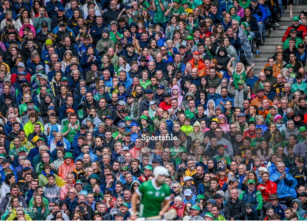 23 July 2023; Spectators during the GAA Hurling All-Ireland Senior Championship final match between Kilkenny and Limerick at Croke Park in Dublin. Photo by Piaras Ó Mídheach/Sportsfile