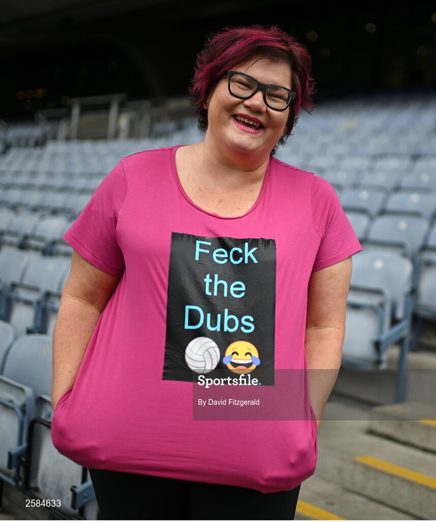 30 July 2023; Kerry supporter Angie Russell before the GAA Football All-Ireland Senior Championship final match between Dublin and Kerry at Croke Park in Dublin. Photo by David Fitzgerald/Sportsfile