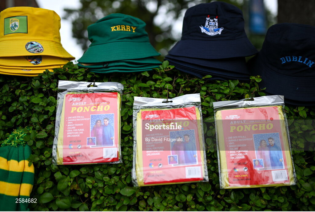 30 July 2023; Memorabilia on sale before the GAA Football All-Ireland Senior Championship final match between Dublin and Kerry at Croke Park in Dublin. Photo by David Fitzgerald/Sportsfile