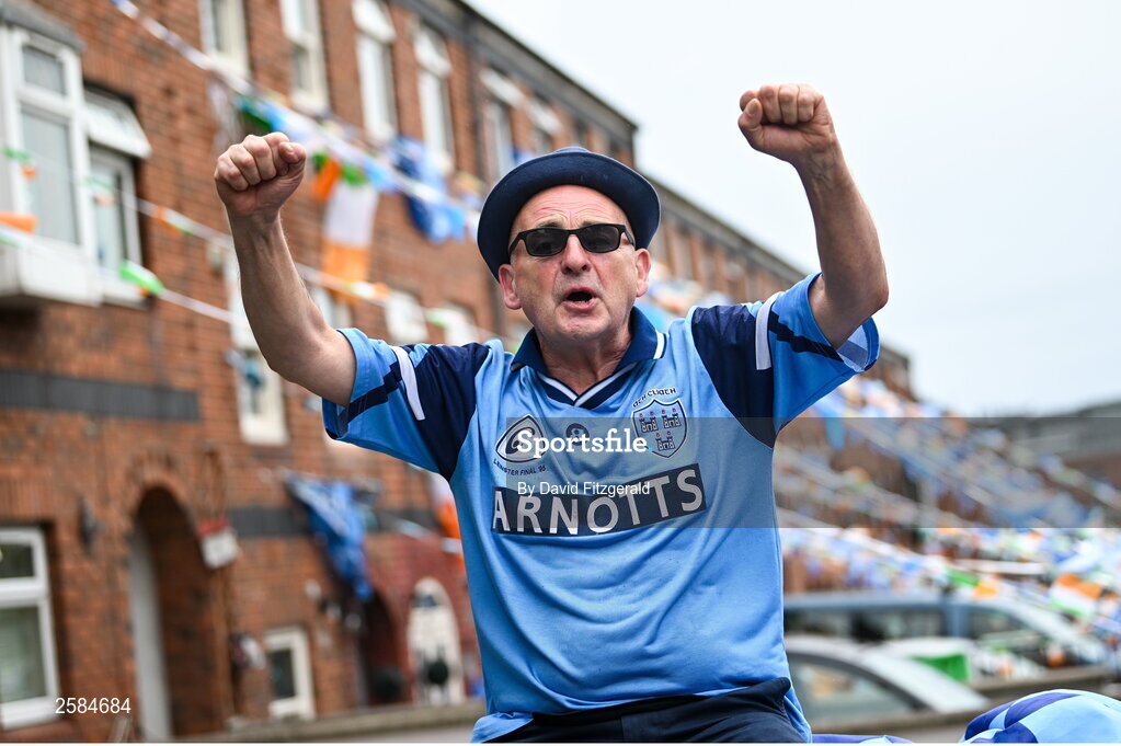 30 July 2023; Dublin supporter Brendan Clarke before the GAA Football All-Ireland Senior Championship final match between Dublin and Kerry at Croke Park in Dublin. Photo by David Fitzgerald/Sportsfile