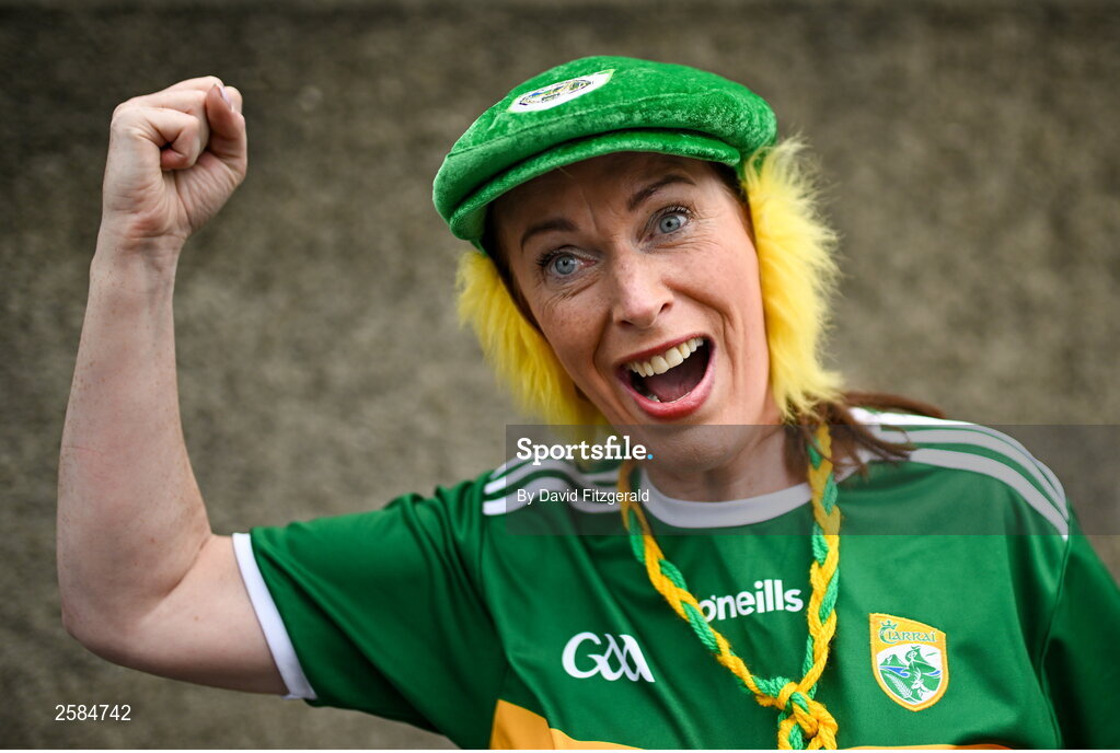 30 July 2023; Kerry supporter Fiona Costello from Abbeydorney before the GAA Football All-Ireland Senior Championship final match between Dublin and Kerry at Croke Park in Dublin. Photo by David Fitzgerald/Sportsfile