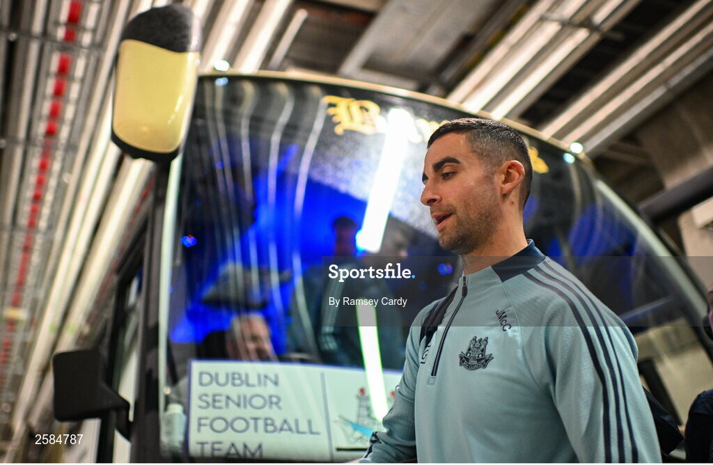 30 July 2023; James McCarthy of Dublin arrives before the GAA Football All-Ireland Senior Championship final match between Dublin and Kerry at Croke Park in Dublin. Photo by Ramsey Cardy/Sportsfile