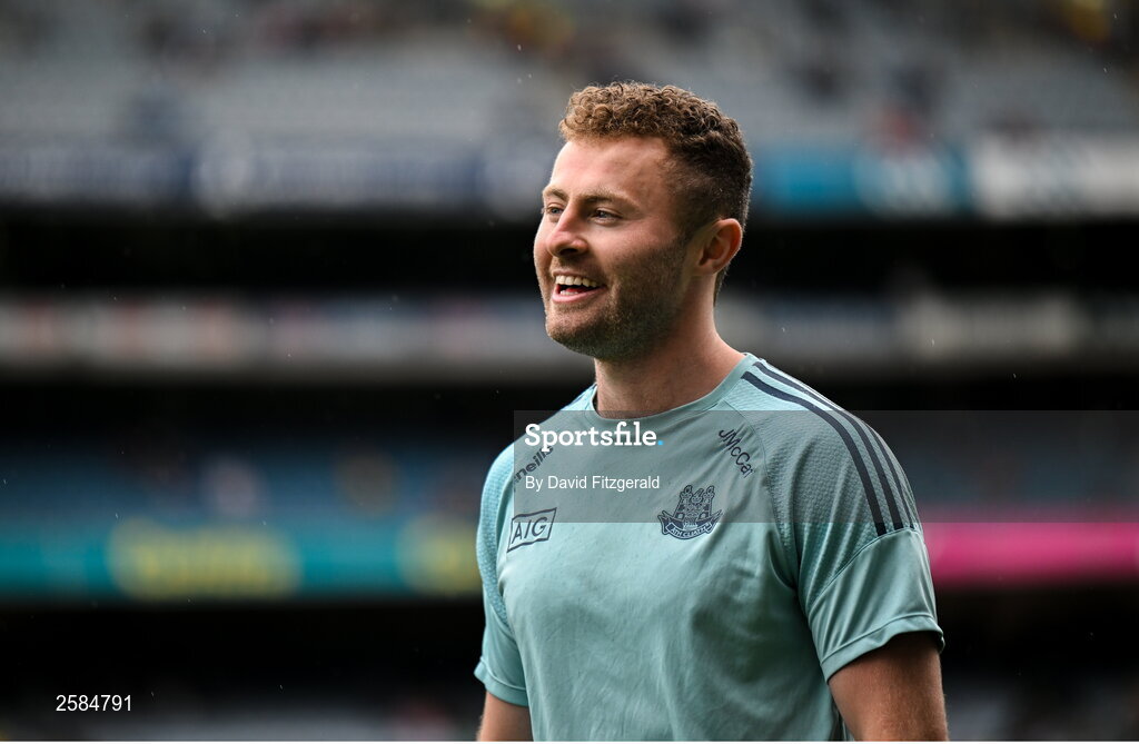 30 July 2023; Jack McCaffrey of Dublin before the GAA Football All-Ireland Senior Championship final match between Dublin and Kerry at Croke Park in Dublin. Photo by David Fitzgerald/Sportsfile