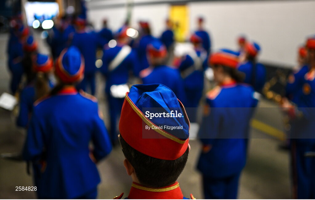 30 July 2023; The Artane Band before the GAA Football All-Ireland Senior Championship final match between Dublin and Kerry at Croke Park in Dublin. Photo by David Fitzgerald/Sportsfile