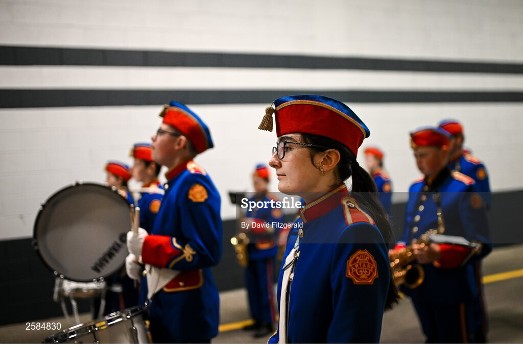 30 July 2023; The Artane Band before the GAA Football All-Ireland Senior Championship final match between Dublin and Kerry at Croke Park in Dublin. Photo by David Fitzgerald/Sportsfile