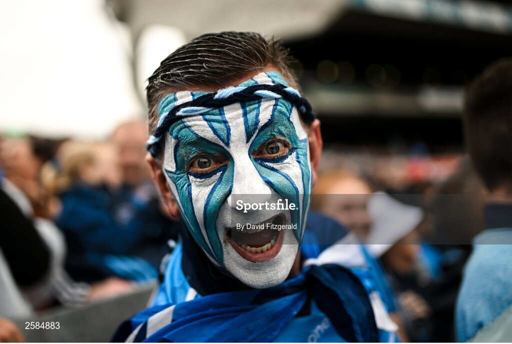 30 July 2023; Dublin supporter Jim Costello before the GAA Football All-Ireland Senior Championship final match between Dublin and Kerry at Croke Park in Dublin. Photo by David Fitzgerald/Sportsfile