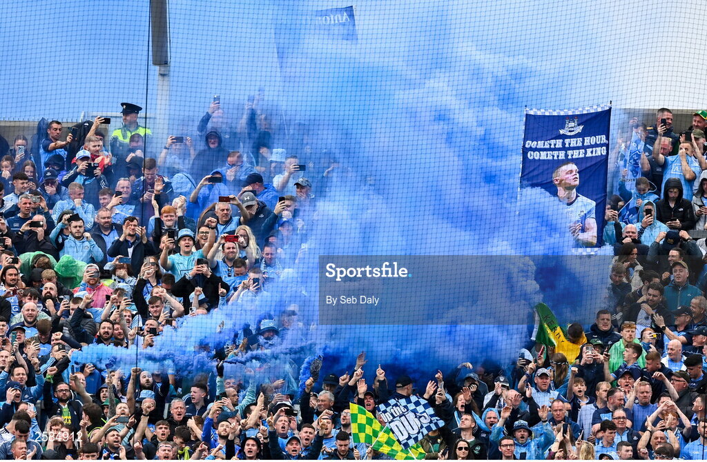 30 July 2023; Dublin supporters before the GAA Football All-Ireland Senior Championship final match between Dublin and Kerry at Croke Park in Dublin. Photo by Seb Daly/Sportsfile