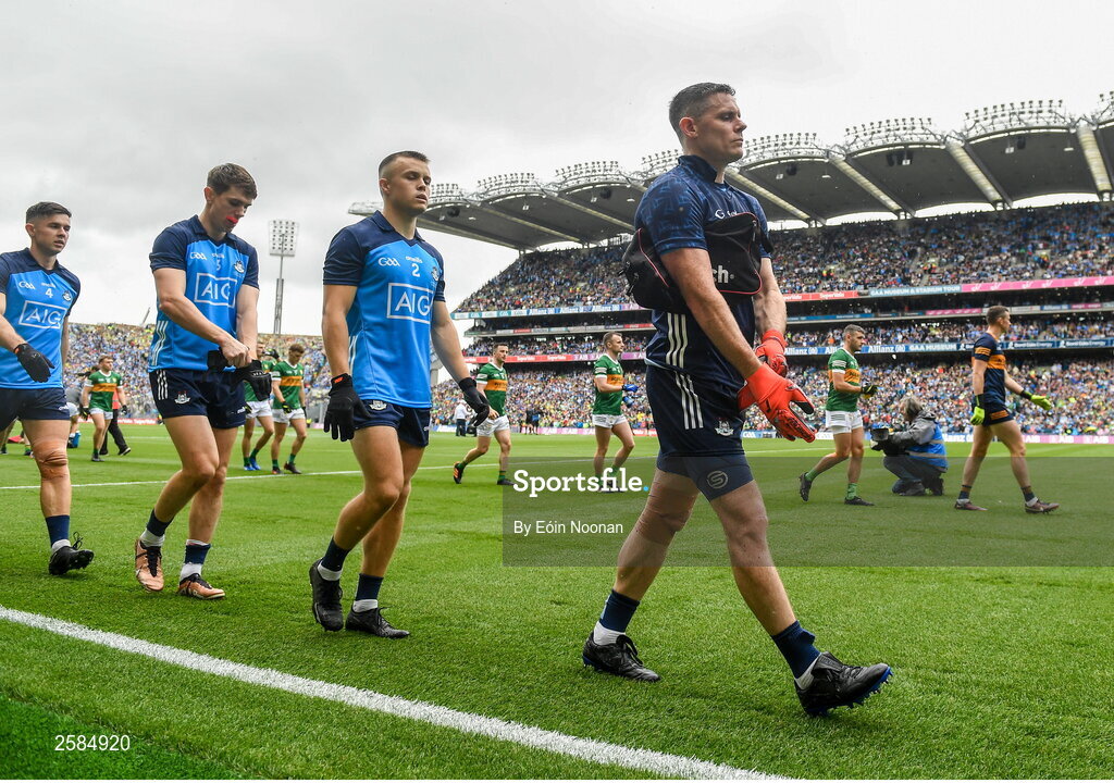 30 July 2023; Dublin goalkeeper Stephen Cluxton during the parade before the GAA Football All-Ireland Senior Championship final match between Dublin and Kerry at Croke Park in Dublin. Photo by Eóin Noonan/Sportsfile