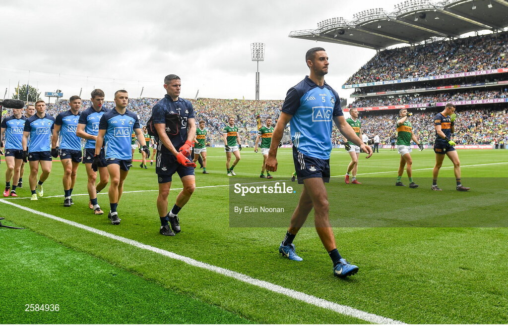 30 July 2023; James McCarthy of Dublin during the parade before the GAA Football All-Ireland Senior Championship final match between Dublin and Kerry at Croke Park in Dublin. Photo by Eóin Noonan/Sportsfile