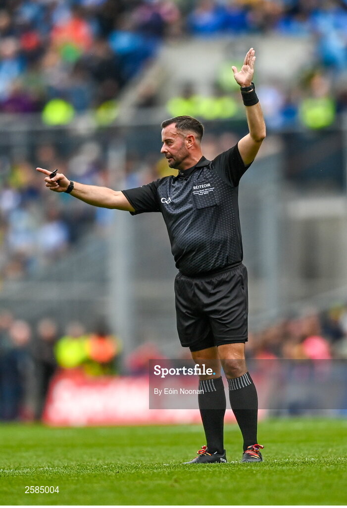 30 July 2023; Referee David Gough during the GAA Football All-Ireland Senior Championship final match between Dublin and Kerry at Croke Park in Dublin. Photo by Eóin Noonan/Sportsfile