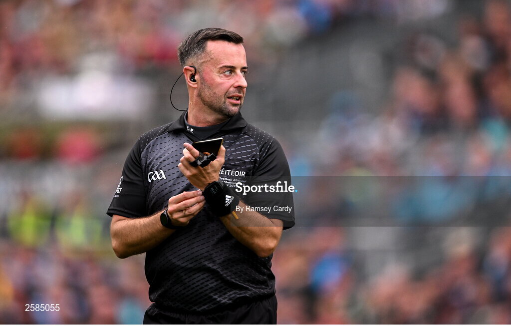30 July 2023; Referee David Gough during the GAA Football All-Ireland Senior Championship final match between Dublin and Kerry at Croke Park in Dublin. Photo by Ramsey Cardy/Sportsfile