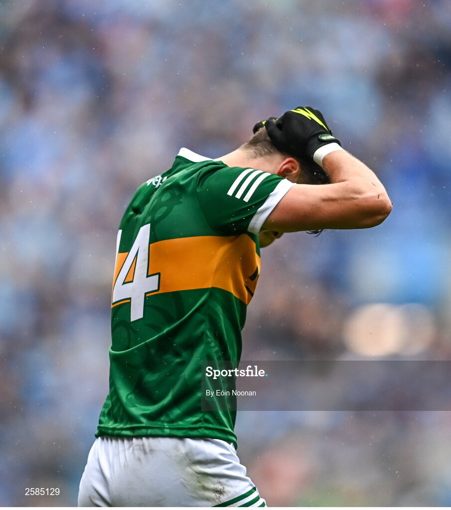 30 July 2023; David Clifford of Kerry reacts during the GAA Football All-Ireland Senior Championship final match between Dublin and Kerry at Croke Park in Dublin. Photo by Eóin Noonan/Sportsfile