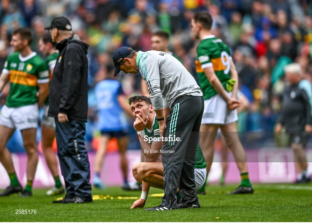 30 July 2023; David Clifford of Kerry with Kerry manager Jack O'Connor after the GAA Football All-Ireland Senior Championship final match between Dublin and Kerry at Croke Park in Dublin. Photo by Eóin Noonan/Sportsfile