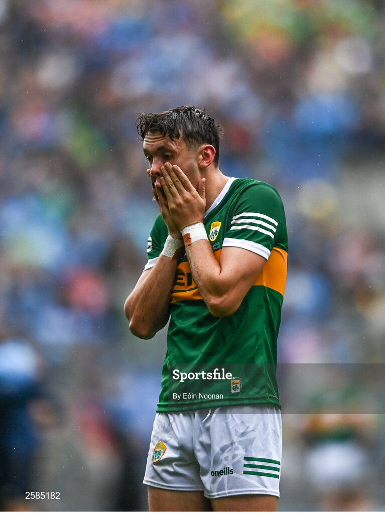 30 July 2023; David Clifford of Kerry after the final whistle at the GAA Football All-Ireland Senior Championship final match between Dublin and Kerry at Croke Park in Dublin. Photo by Eóin Noonan/Sportsfile