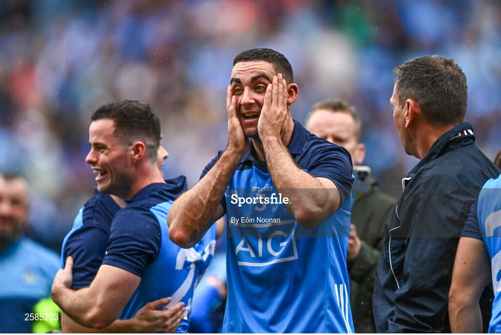 30 July 2023; James McCarthy of Dublin celebrates after the GAA Football All-Ireland Senior Championship final match between Dublin and Kerry at Croke Park in Dublin. Photo by Eóin Noonan/Sportsfile
