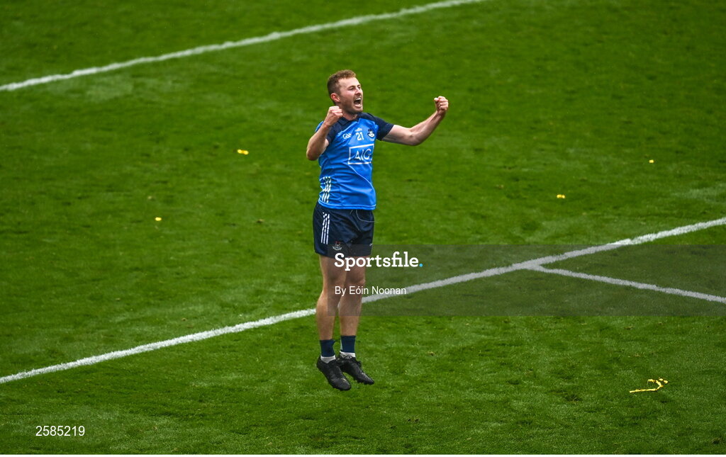 30 July 2023; Jack McCaffrey of Dublin celebrates after the GAA Football All-Ireland Senior Championship final match between Dublin and Kerry at Croke Park in Dublin. Photo by Eóin Noonan/Sportsfile