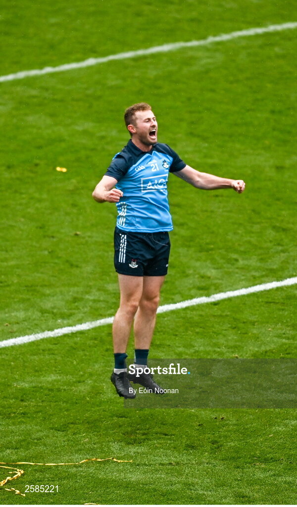 30 July 2023; Jack McCaffrey of Dublin celebrates after the GAA Football All-Ireland Senior Championship final match between Dublin and Kerry at Croke Park in Dublin.  Photo by Eóin Noonan/Sportsfile