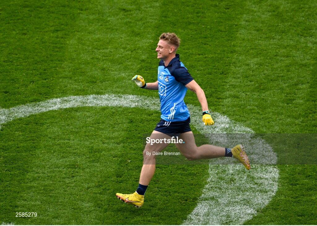 30 July 2023; Cian Murphy of Dublin celebrates after the GAA Football All-Ireland Senior Championship final match between Dublin and Kerry at Croke Park in Dublin. Photo by Daire Brennan/Sportsfile