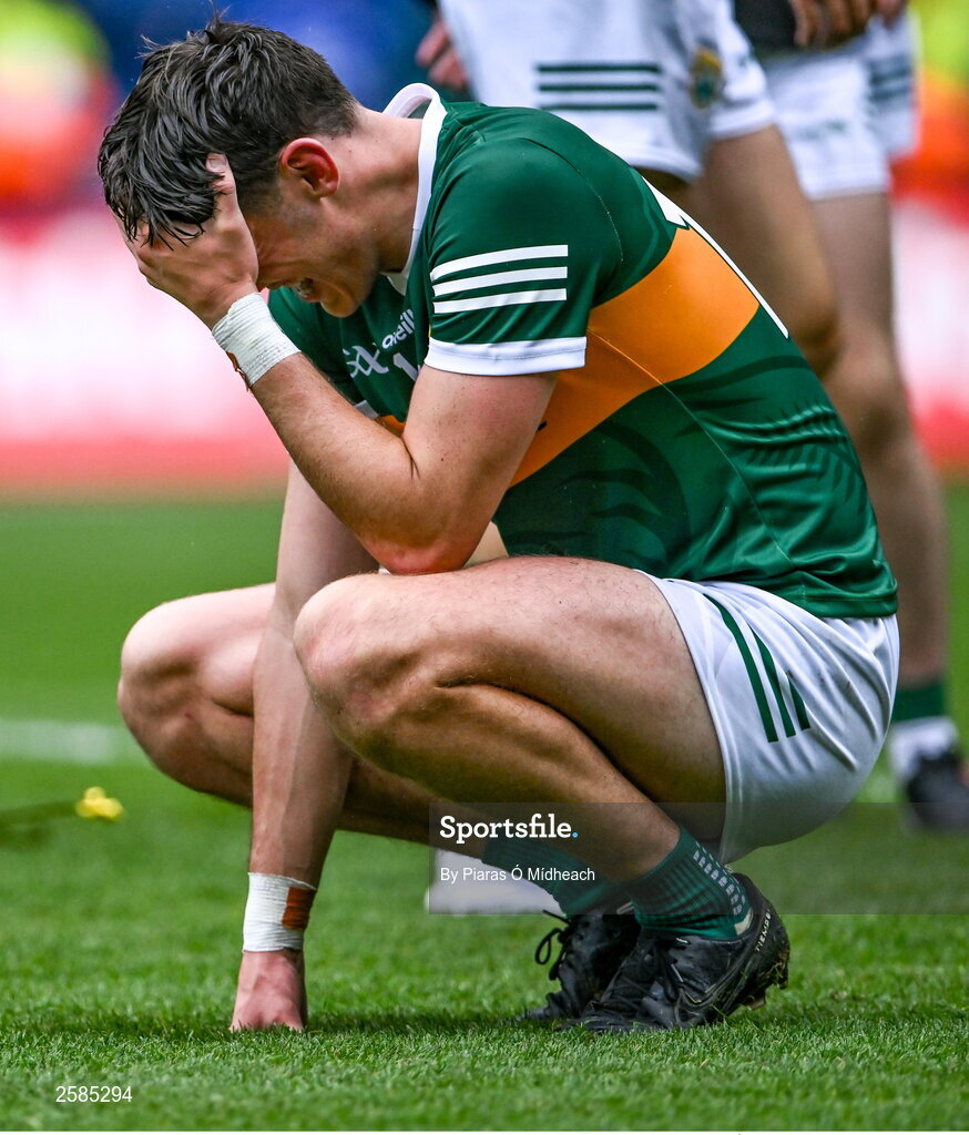 30 July 2023; David Clifford of Kerry after his side's defeat in the GAA Football All-Ireland Senior Championship final match between Dublin and Kerry at Croke Park in Dublin. Photo by Piaras Ó Mídheach/Sportsfile