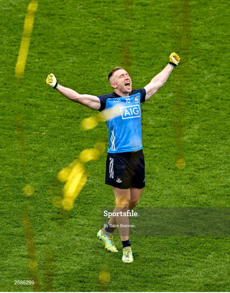 30 July 2023; Paddy Small of Dublin celebrates after the GAA Football All-Ireland Senior Championship final match between Dublin and Kerry at Croke Park in Dublin. Photo by Daire Brennan/Sportsfile